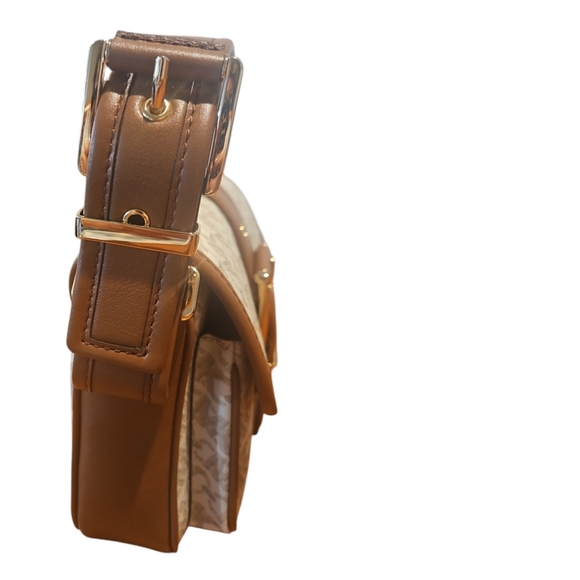 NWT MICHAEL Michael Kors Brown/Tan Monogram Shoulder Bag - Picture 8 of 11